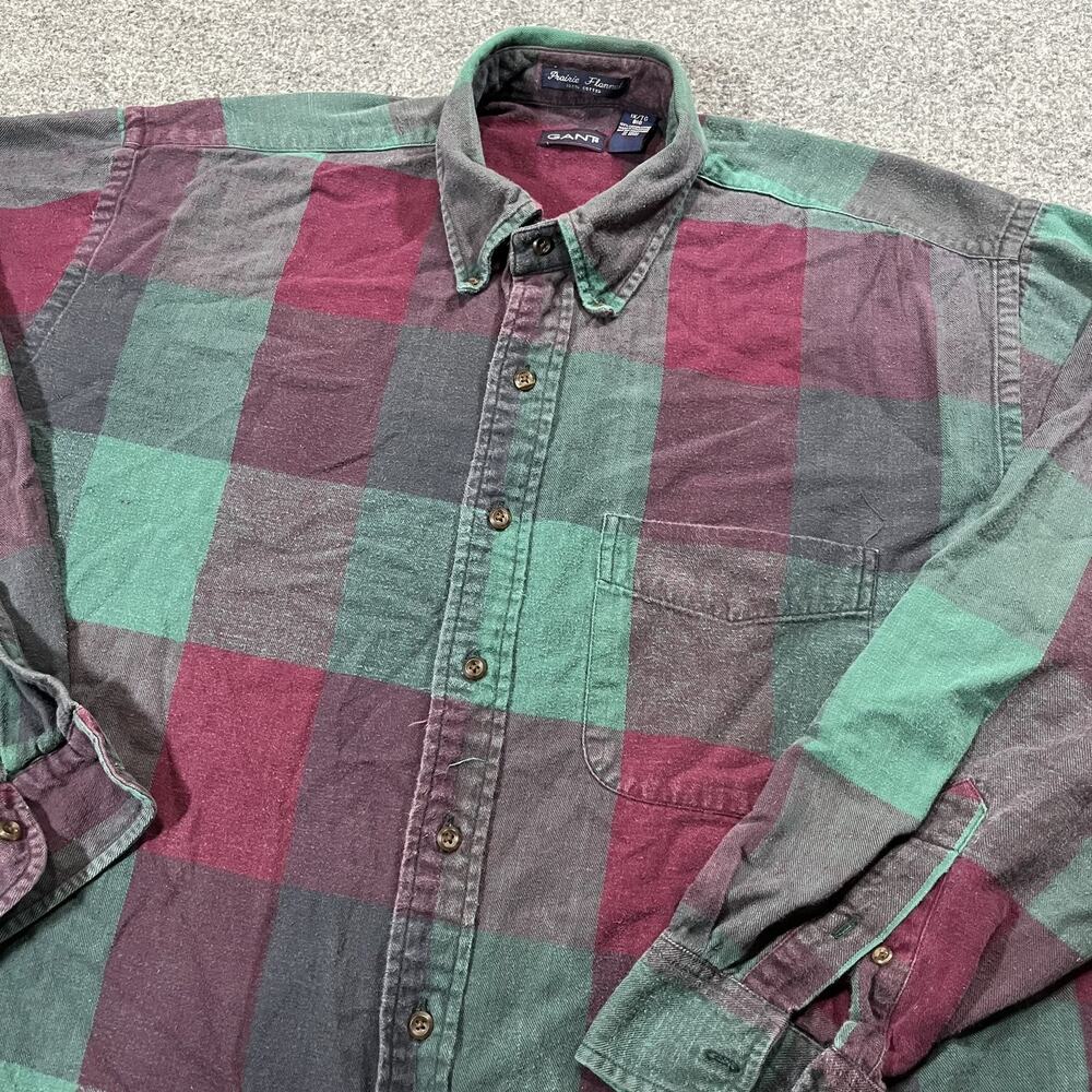 Vintage Gant Shirt Mens Big 1X Prairie Flannel Plaid 90s Chest Pocket 90s